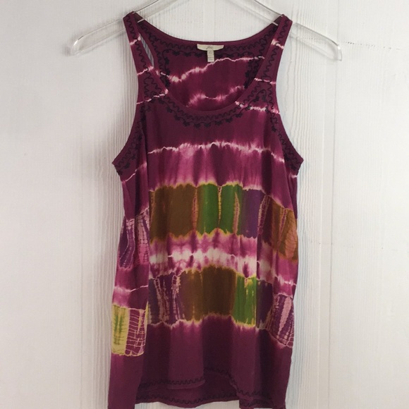 Joie Tops - Joie Silk Tie Dye Embroidery Racerback Tan Top XS